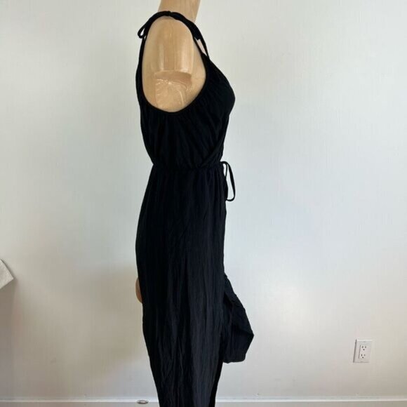 Unbranded Women’s Small Black Sleeveless Wrap Pants Jumpsuit One Piece Flowy - Picture 4 of 14